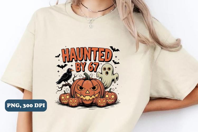 Haunted by 67 Halloween PNG, Halloween Sublimation png example image 1