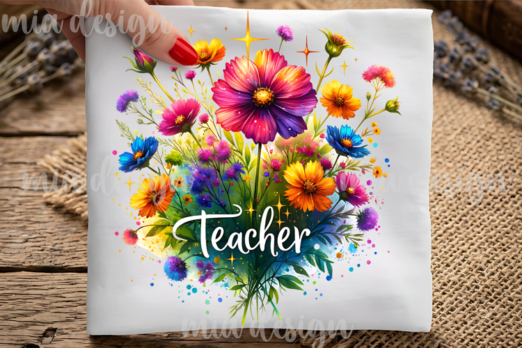 Floral Teacher PNG - Teacher Appreciation Sublimation