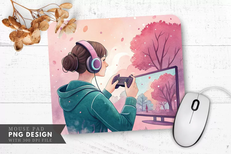Gaming in VR with Style Mouse Pad PNG Design