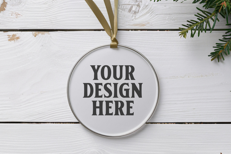 Acrylic Christmas Ornament Mockups | Clear Round Holiday