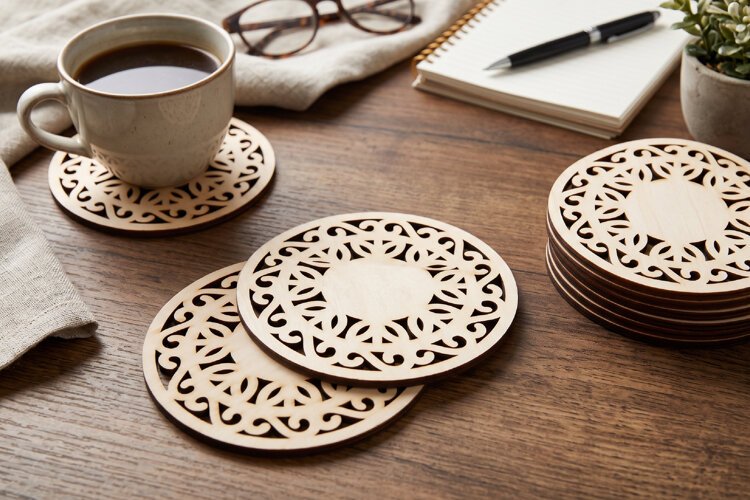 Round Monogram Coaster SVG - Laser Cut Blank Ornament File example image 1