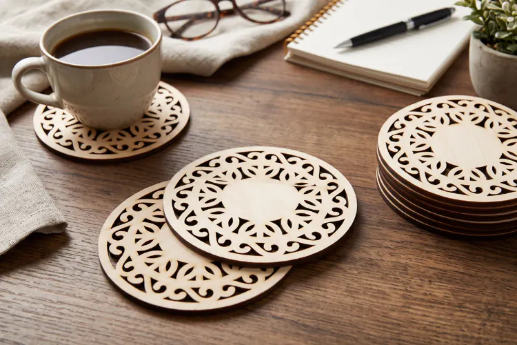 Round Monogram Coaster SVG - Laser Cut Blank Ornament File