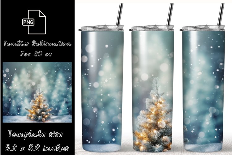 20oz Skinny Tumbler, Watercolor Christmas Tumbler Wrap