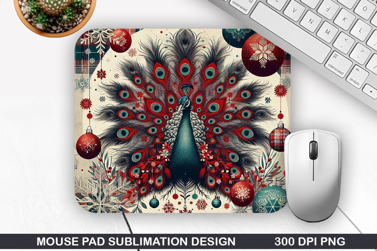 Peacock Mouse Pad Sublimation, Christmas Mouse Pad PNG