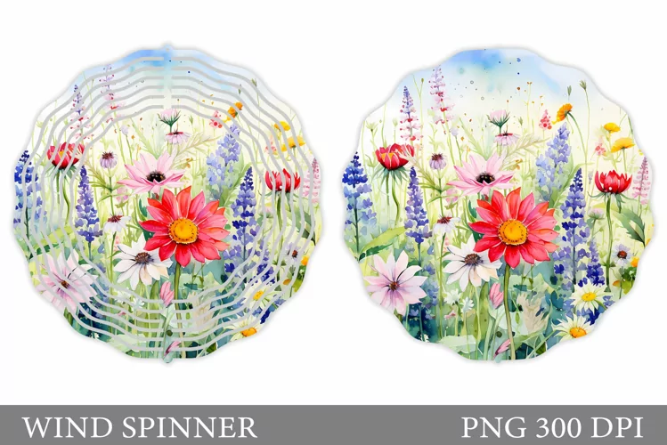 Wildflowers Wind Spinner Design. Floral Wind Spinner