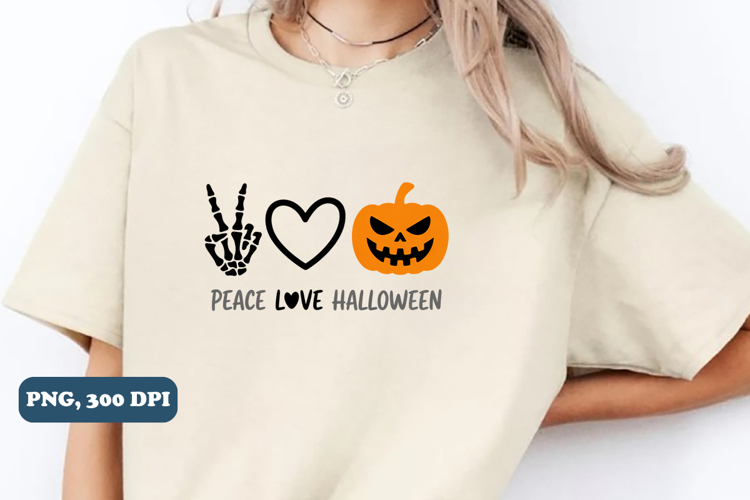 Peace Love Halloween Sublimation PNG Design example image 1