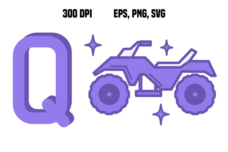 Purple Letter Q and Quad Bike example image 1