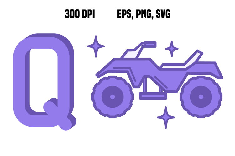 Purple Letter Q and Quad Bike