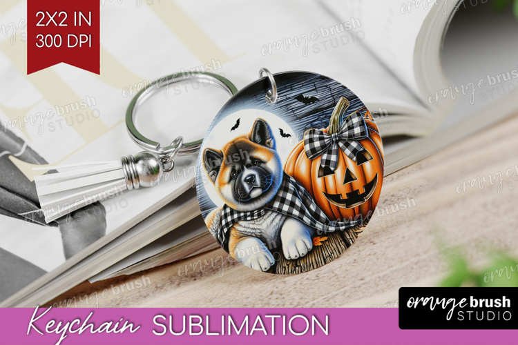 Akita Dog Keychain PNG Halloween Keychain Sublimation