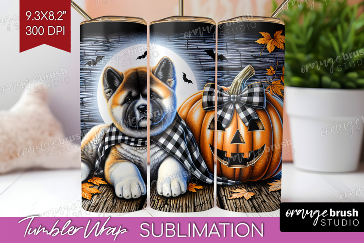 Akita Dog Tumbler Wrap Halloween Tumbler PNG Sublimation