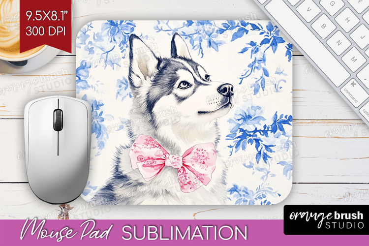 Alaskan Malamute Dog Mouse Pad Sublimation Blue Toile PNG
