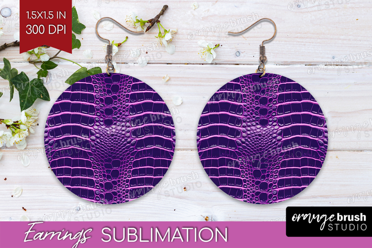 Animal Print Round Earrings - Animal Skin PNG Sublimation