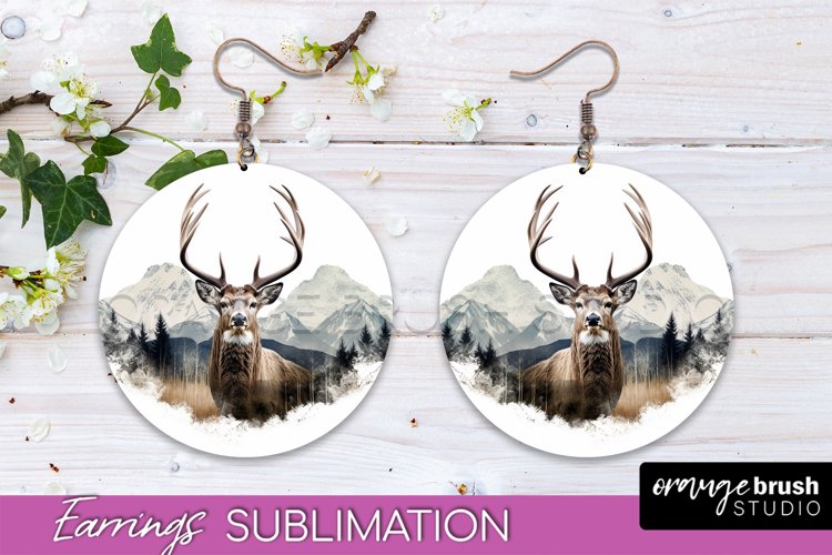 Wild Animals Round Earring Sublimation, Wildlife Earring PNG