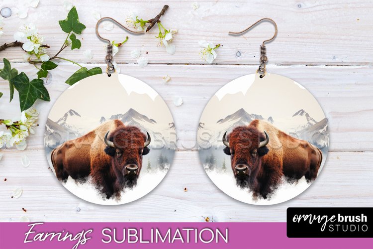 Wild Animals Round Earring Sublimation, Wildlife Earring PNG