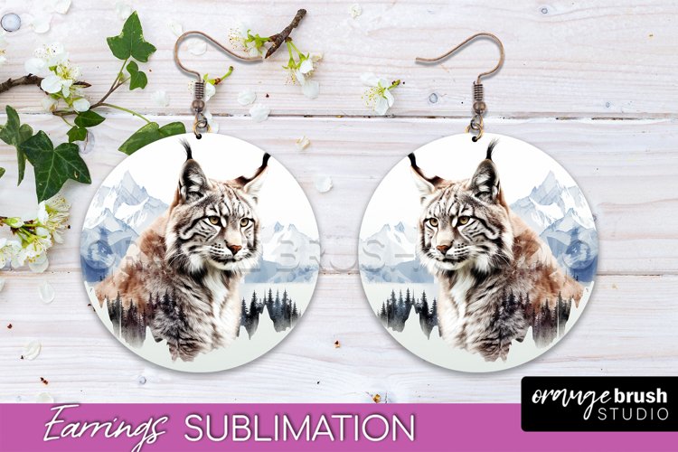 Wild Animals Round Earring Sublimation, Wildlife Earring PNG