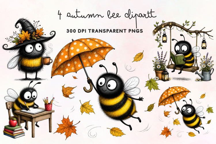 Autumn Bee Clipart PNG