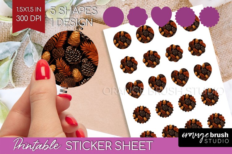 Autumn Forest Round Sticker - Fall Printable Sticker Sheet