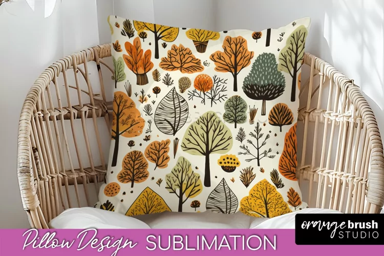 Fall Pillow Cover - Autumn Forest Pillow Sublimation
