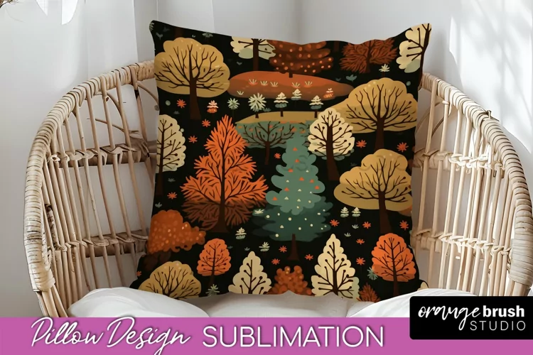 Fall Pillow Cover - Autumn Forest Pillow Sublimation