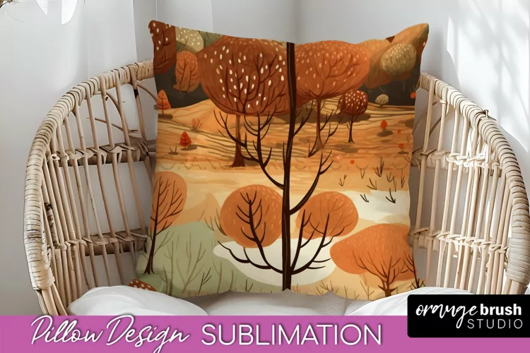 Fall Pillow Cover - Autumn Forest Pillow Sublimation