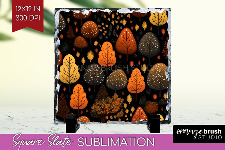 Autumn Forest Slate PNG - Fall Square Slate Sublimation