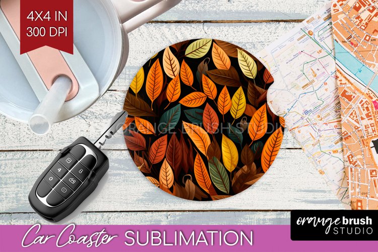 Autumn Forest Car Coaster - Fall Coaster PNG Sublimation