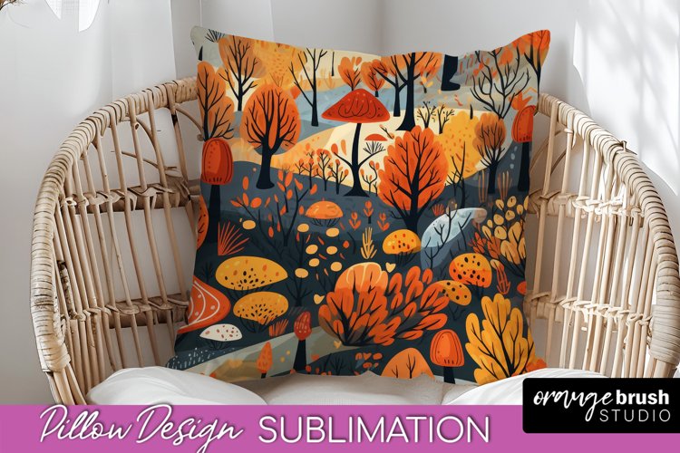 Fall Pillow Cover - Autumn Forest Pillow Sublimation example image 1