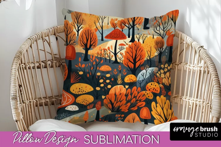 Fall Pillow Cover - Autumn Forest Pillow Sublimation
