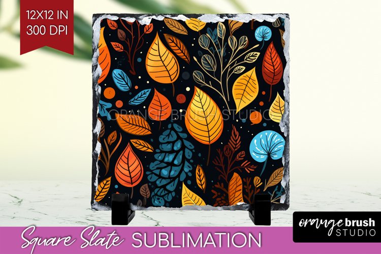 Autumn Forest Slate PNG - Fall Square Slate Sublimation