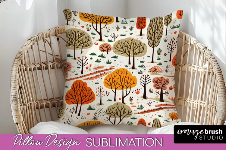 Fall Pillow Cover - Autumn Forest Pillow Sublimation