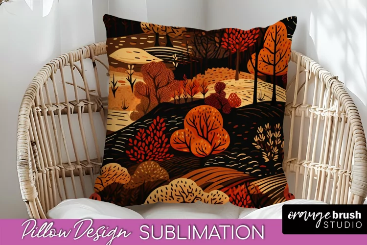 Fall Pillow Cover - Autumn Forest Pillow Sublimation