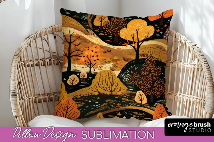 Fall Pillow Cover - Autumn Forest Pillow Sublimation