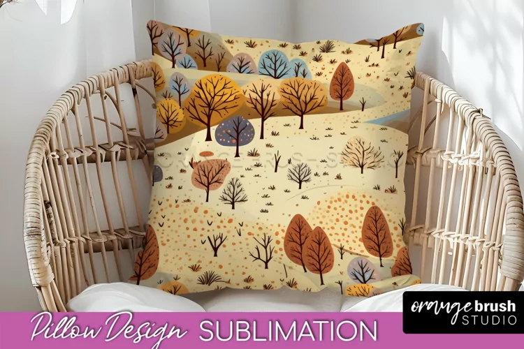 Fall Pillow Cover - Autumn Forest Pillow Sublimation