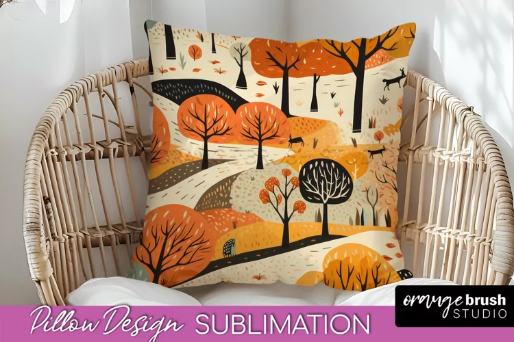 Fall Pillow Cover - Autumn Forest Pillow Sublimation
