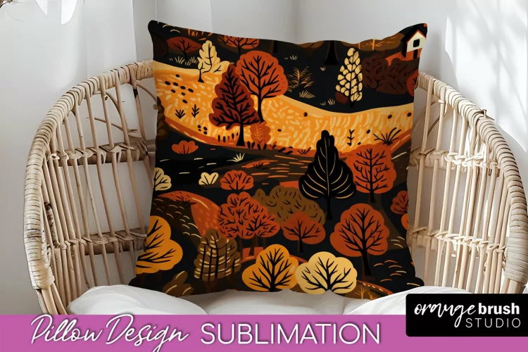 Fall Pillow Cover - Autumn Forest Pillow Sublimation
