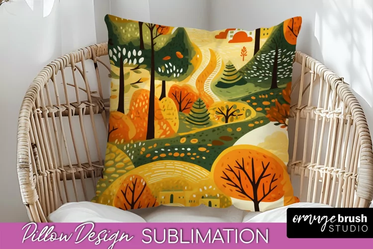 Fall Pillow Cover - Autumn Forest Pillow Sublimation