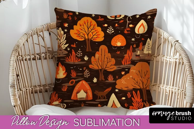 Fall Pillow Cover - Autumn Forest Pillow Sublimation