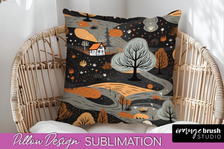 Fall Pillow Cover - Autumn Forest Pillow Sublimation example image 1