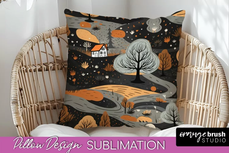 Fall Pillow Cover - Autumn Forest Pillow Sublimation