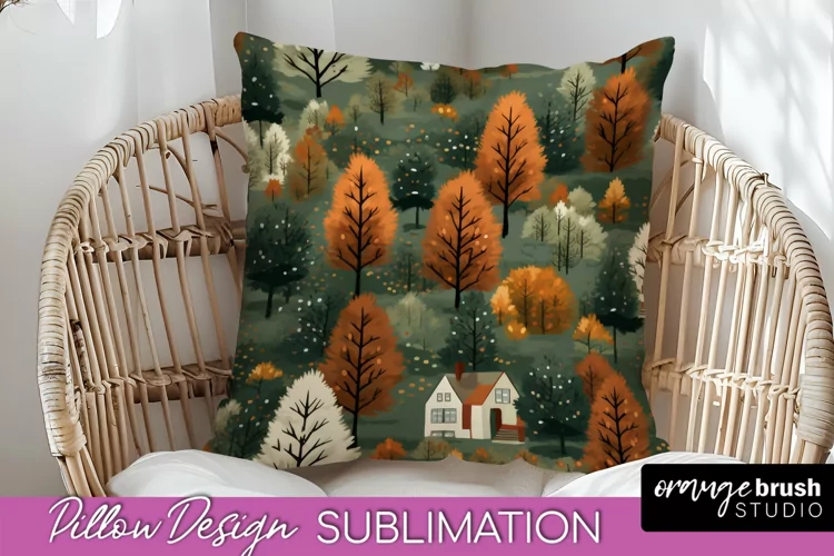 Fall Pillow Cover - Autumn Forest Pillow Sublimation