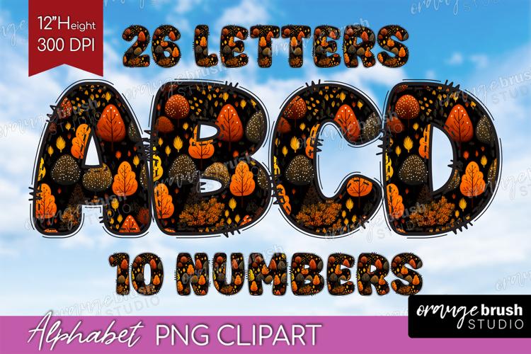 Autumn Doodle Aphabet Clipart - Cozy Fall Letters PNG