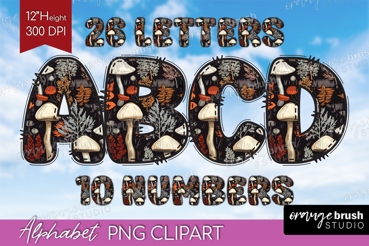 Autumn Doodle Aphabet Clipart - Cozy Fall Letters PNG