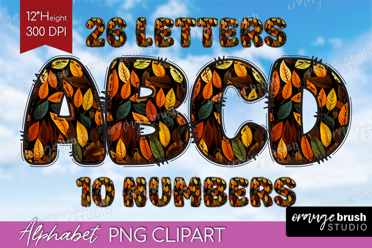 Autumn Doodle Aphabet Clipart - Cozy Fall Letters PNG