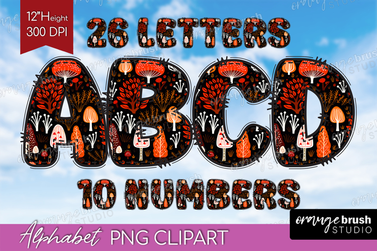 Autumn Doodle Aphabet Clipart - Cozy Fall Letters PNG