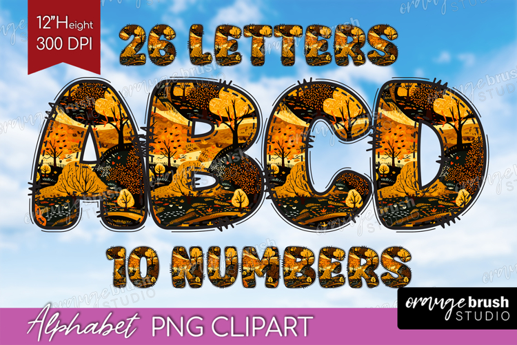 Autumn Doodle Aphabet Clipart - Cozy Fall Letters PNG