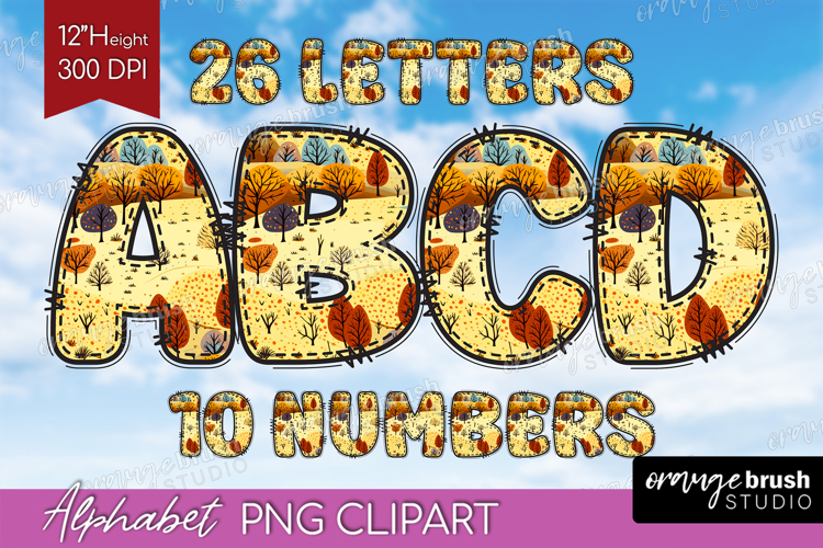 Autumn Doodle Aphabet Clipart - Cozy Fall Letters PNG