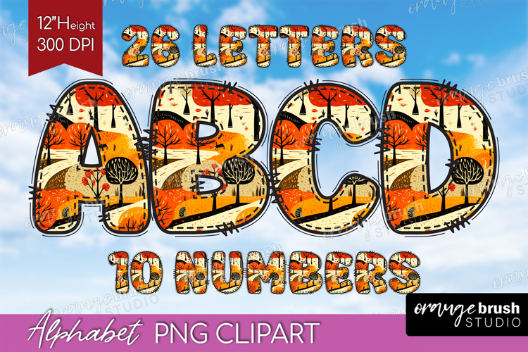Autumn Doodle Aphabet Clipart - Cozy Fall Letters PNG