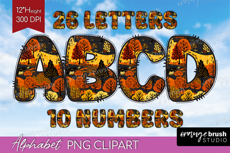 Autumn Doodle Aphabet Clipart - Cozy Fall Letters PNG