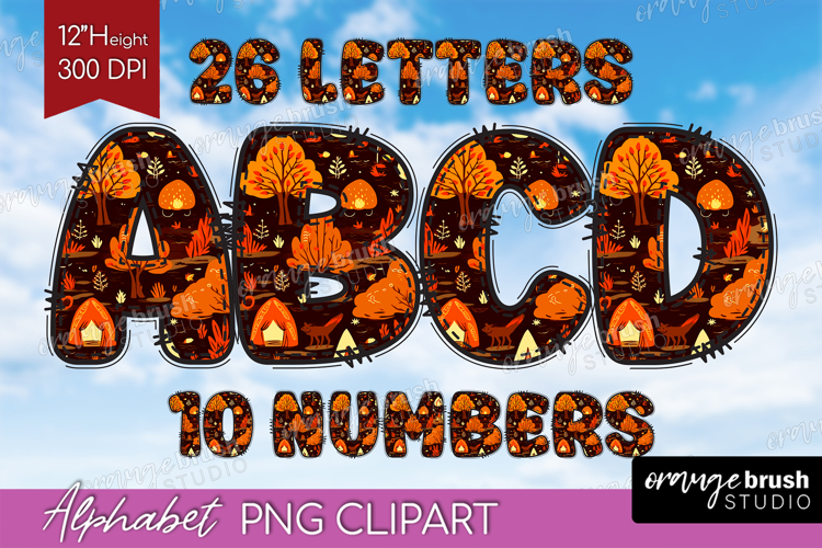Autumn Doodle Aphabet Clipart - Cozy Fall Letters PNG
