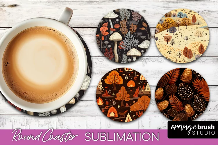 Fall Round Coasters - Autumn Forest Coaster Sublimation